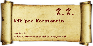 Kúpor Konstantin névjegykártya